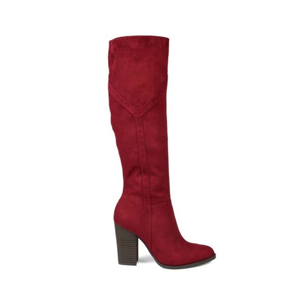 Journee Collection Women's Kyllie Wide Calf Boots Burgundy Size 7.5 - Picture 1 of 7